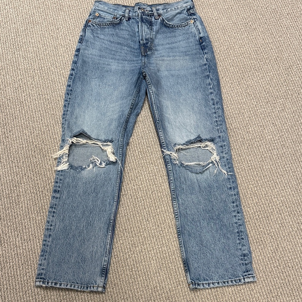Topshop Ripped Straight Leg Dad Jeans, Size 26 x 30
